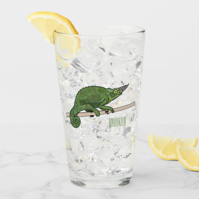 Jackson's chameleon cartoon illustration glass (Front Ice)