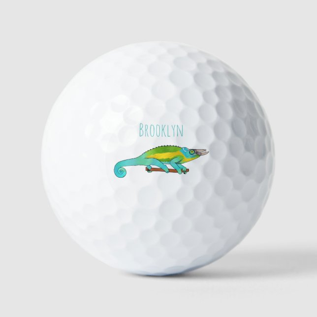 Jackson's chameleon cartoon illustration golf balls (Front)