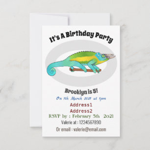 Jackson's chameleon cartoon illustration invitation
