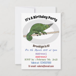 Jackson's chameleon cartoon illustration invitation