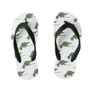 Jackson's chameleon cartoon illustration kid's flip flops