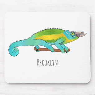 Jackson's chameleon cartoon illustration mouse mat