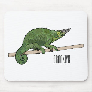 Jackson's chameleon cartoon illustration mouse mat