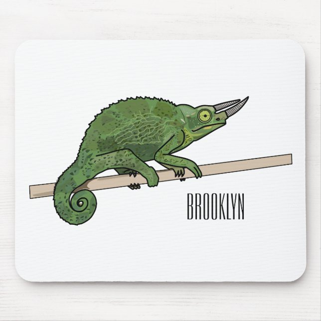Jackson's chameleon cartoon illustration mouse mat (Front)