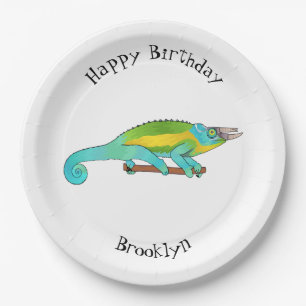 Jackson's chameleon cartoon illustration paper plate