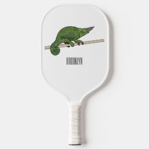 Jackson's chameleon cartoon illustration pickleball paddle