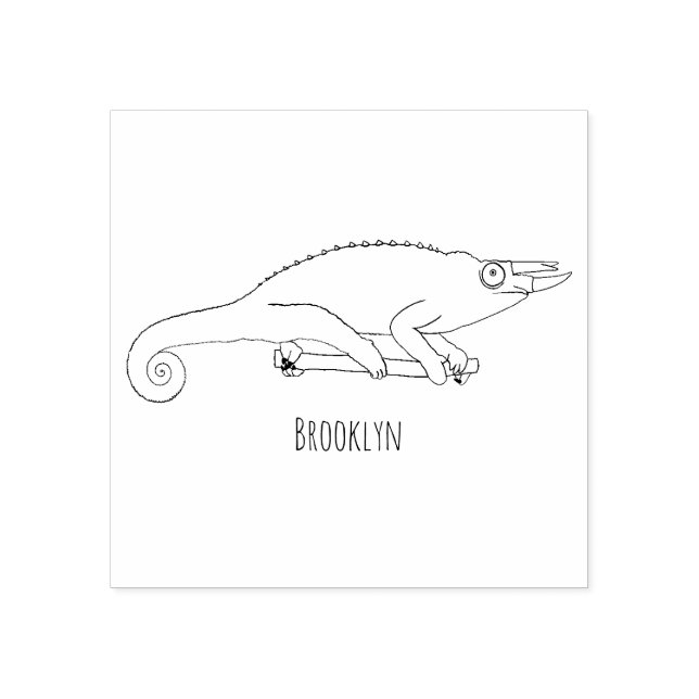 Jackson's chameleon cartoon illustration rubber stamp (Imprint)