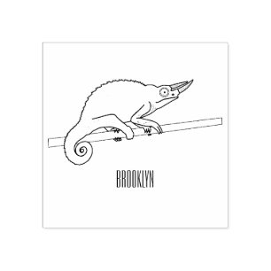 Jackson's chameleon cartoon illustration rubber stamp