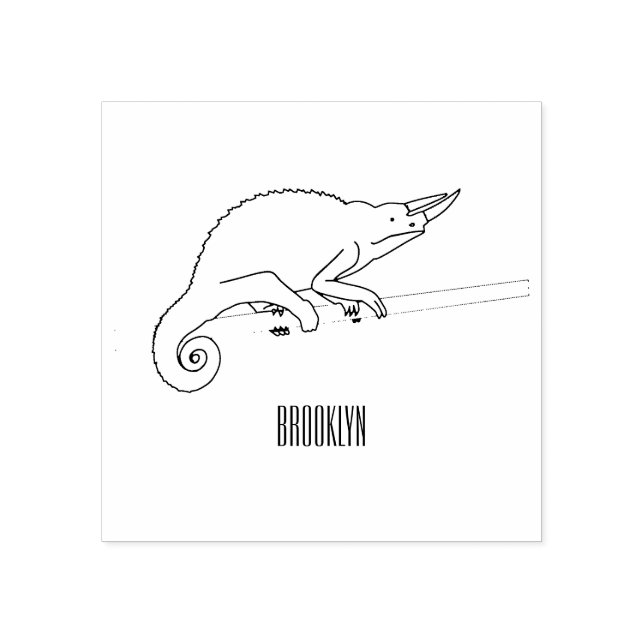 Jackson's chameleon cartoon illustration rubber stamp (Imprint)