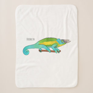 Jackson's chameleon cartoon illustration sherpa blanket