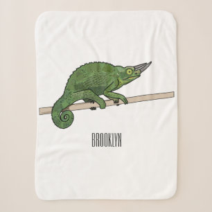 Jackson's chameleon cartoon illustration sherpa blanket