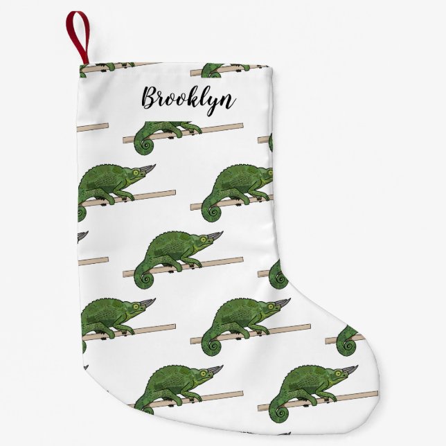 Jackson's chameleon cartoon illustration small christmas stocking (Front)