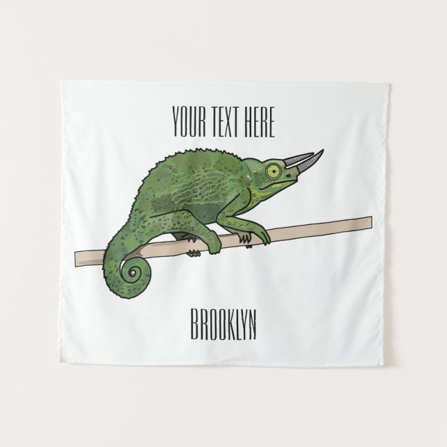 Jackson's chameleon cartoon illustration tapestry (Front (Horizontal))