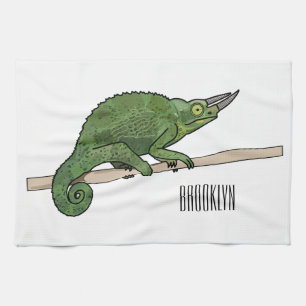 Jackson's chameleon cartoon illustration tea towel