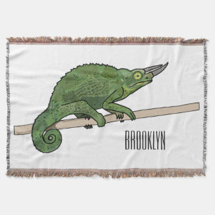 Jackson's chameleon cartoon illustration throw blanket