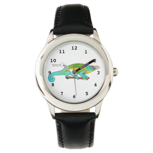 Jackson's chameleon cartoon illustration watch (Front)