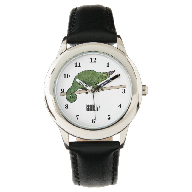 Jackson's chameleon cartoon illustration watch (Front)