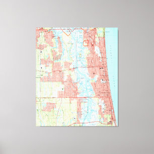 Jacksonville Beach and Atlantic Beach Florida Map Canvas Print