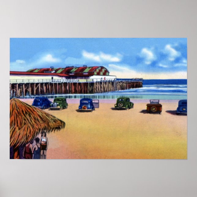 Jacksonville Beach Florida Dancing and Fishing Pie Poster (Front)