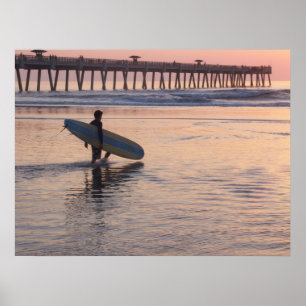 Jacksonville Beach, Florida - Surfing Poster