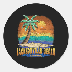 Jacksonville Beach Florida Vintage Distressed Souv Classic Round Sticker