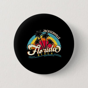 Jacksonville Beach Florida Vintage Sunset Summer 6 Cm Round Badge