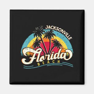 Jacksonville Beach Florida Vintage Sunset Summer Magnet