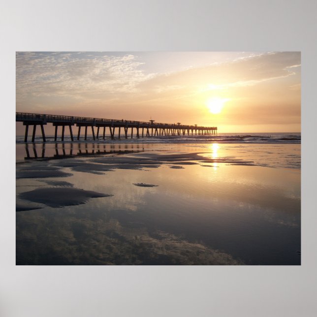 Jacksonville Beach Sunrise - Pier Poster (Front)
