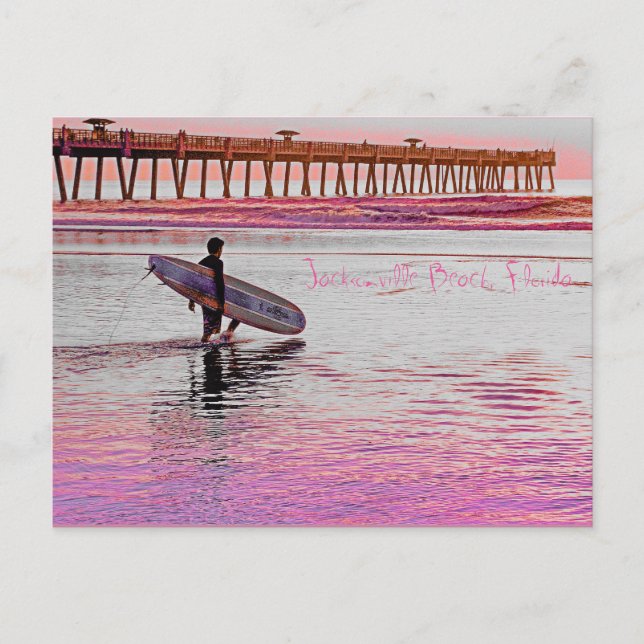 Jacksonville Beach Surfer Postcard (Front)