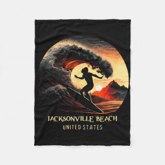 Jacksonville Beach United States Surfing Surfboard Fleece Blanket