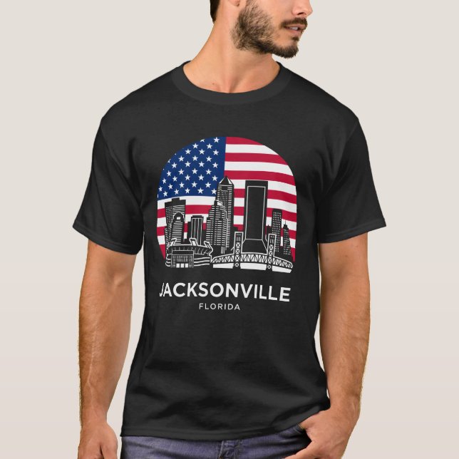 Jacksonville City Florida American Flag T-Shirt (Front)