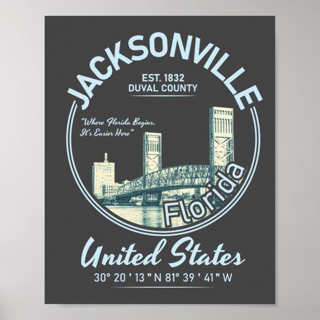 JACKSONVILLE CITY - FLORIDA VINTAGE POSTER (Front)