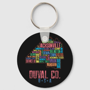 Jacksonville Duval County Florida USA Map Key Ring