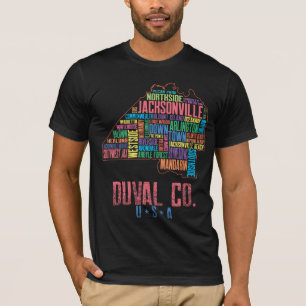 Jacksonville Duval County Florida USA Map T-Shirt