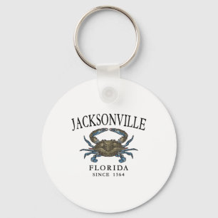 Jacksonville Fl Blue Crab Since 1564 Arched Black  Key Ring