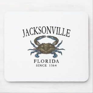 Jacksonville Fl Blue Crab Since 1564 Arched Black Mouse Mat