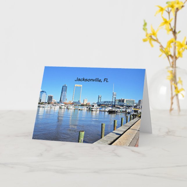 Jacksonville, FL cityscap Card (Yellow Flower)