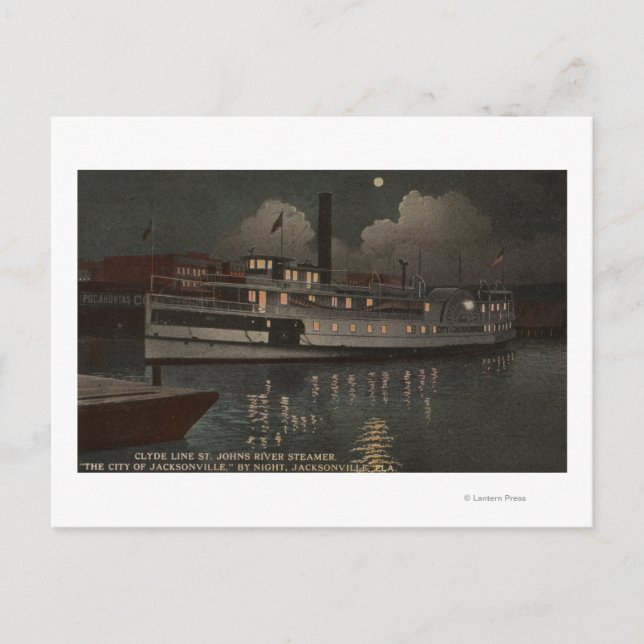 Jacksonville, FL - Night View St. Johns River Postcard (Front)