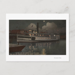 Jacksonville, FL - Night View St. Johns River Postcard