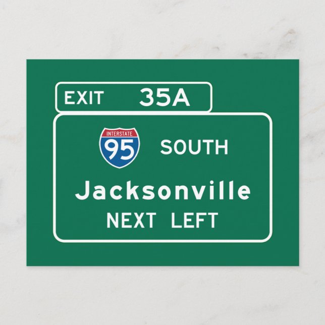 Jacksonville, FL Road Sign Postcard (Front)
