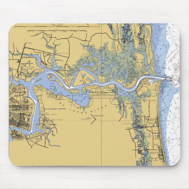 Jacksonville FL St Johns  Nautical Chart mousepad (Front)