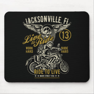 Jacksonville Fl Usa Distressed Style Motorcycle De Mouse Mat