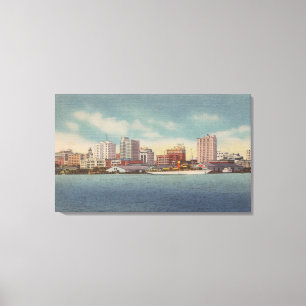 Jacksonville, FL - View of Water Front & Skyline Canvas Print
