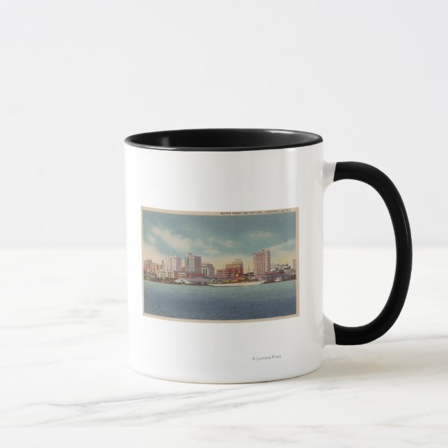 Jacksonville, FL - View of Water Front & Skyline Mug (Right)