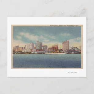 Jacksonville, FL - View of Water Front & Skyline Postcard