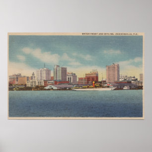 Jacksonville, FL - View of Water Front & Skyline Poster