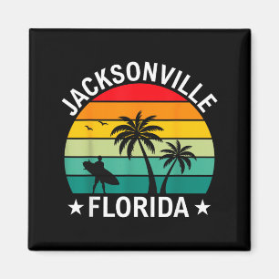 Jacksonville Florida Beach Vintage Palm Tree Magnet