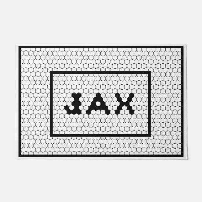 Jacksonville Florida Black and White Tile Doormat (Front)