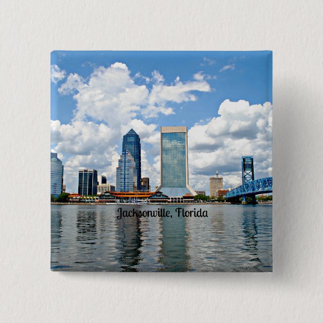 Jacksonville, Florida cityscape photograph 15 Cm Square Badge (Front)