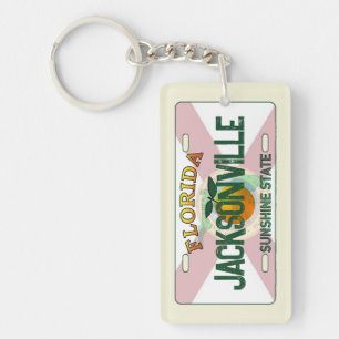 Jacksonville Florida flag license plate keychain